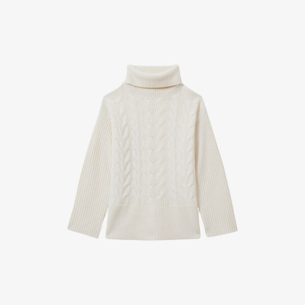 

Джемпер Carina из смеси шерсти и кашемира, связанный косами Reiss, бежевый
