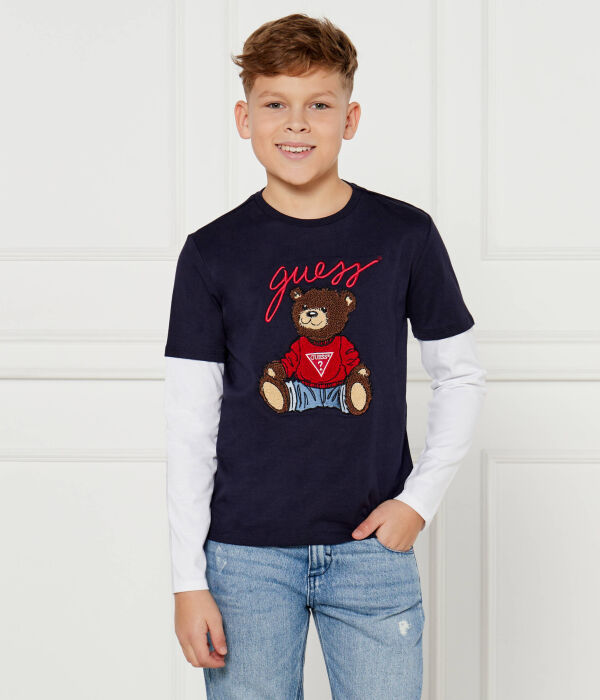 

Лонгслив детский Guess с двойными рукавами, синий