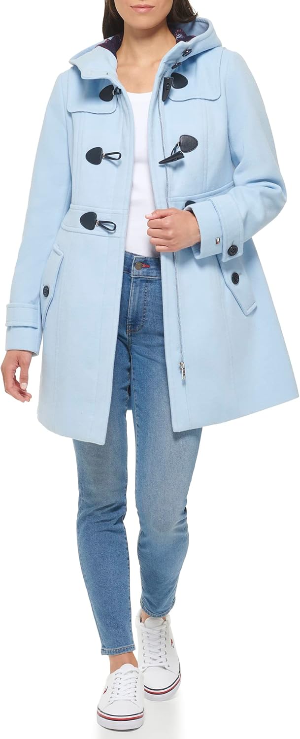 Женская мягкая куртка-бушлат Tommy Hilfiger Luxe с капюшоном, Cerulean — фото 4