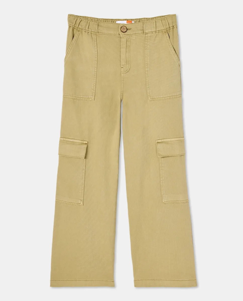 

Джинсы-карго для девочек из саржи Kids El Corte Inglés, зеленый