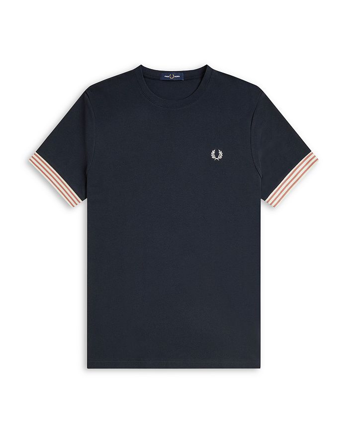 

Футболка с коротким рукавом и полосатыми манжетами Fred Perry, синий