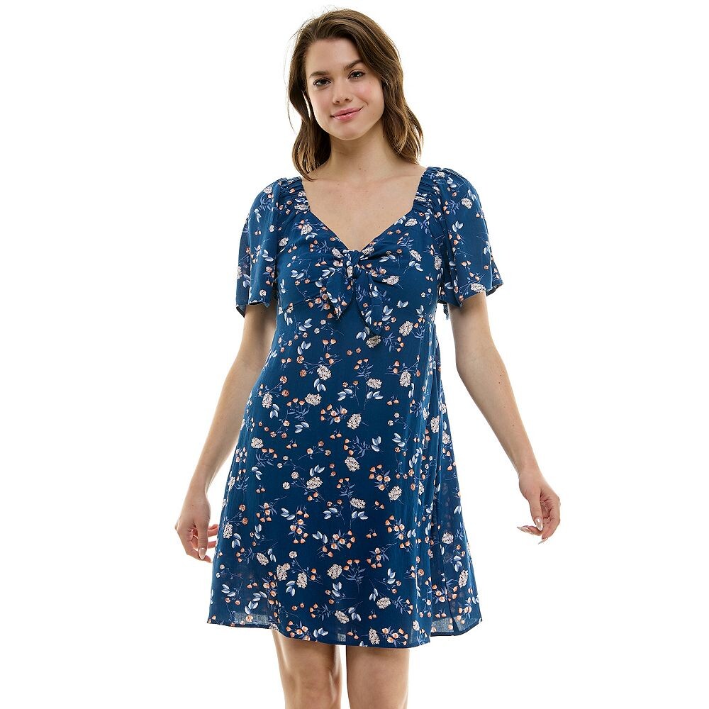 

Платье приталенного кроя с завязкой спереди для юниоров As U Wish, цвет Blue Multi Floral