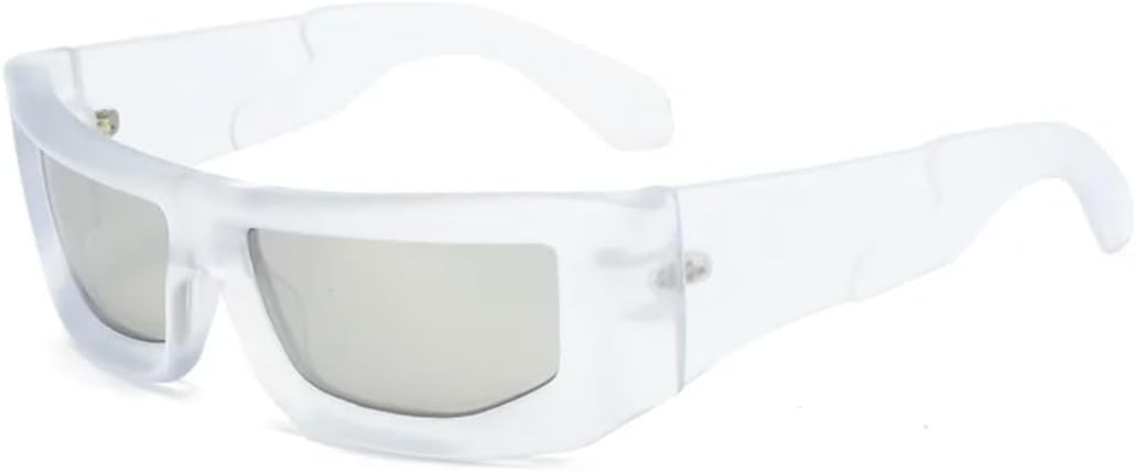 

Роскошные солнцезащитные очки для женщин и мужчин, модные, в стиле панк, с большой оправой, винтажные, зеркальные, с защитой от УФ-излучения UV400 TVTBBVV, Clear Silver