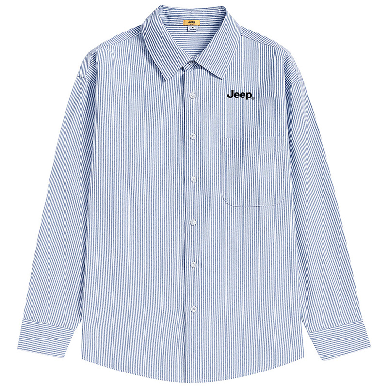 

Рубашка Unisex Lapel Moderate Jeep, светло-синий/белый stripes