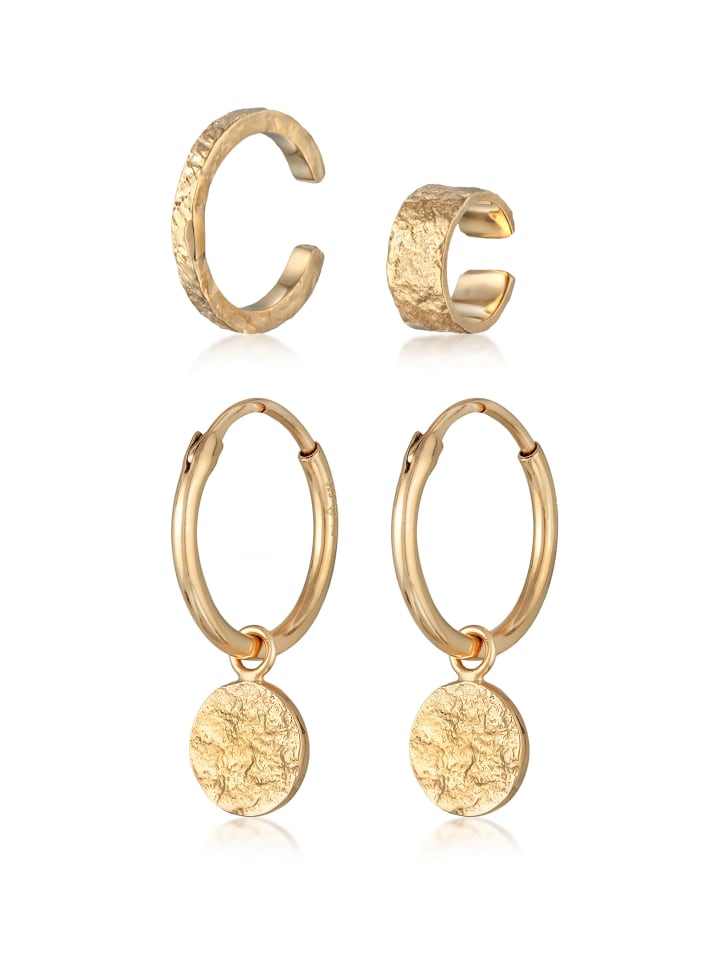 

Elli Серьги из серебра 925 пробы в форме диска, покрытые золотом