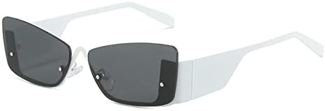 

Винтажные солнцезащитные очки в полуободковой оправе, маленькие, для женщин, в стиле хип-хоп, мужские солнцезащитные очки для вождения, защита от УФ-излучения UV400 MTZJH, White Gray