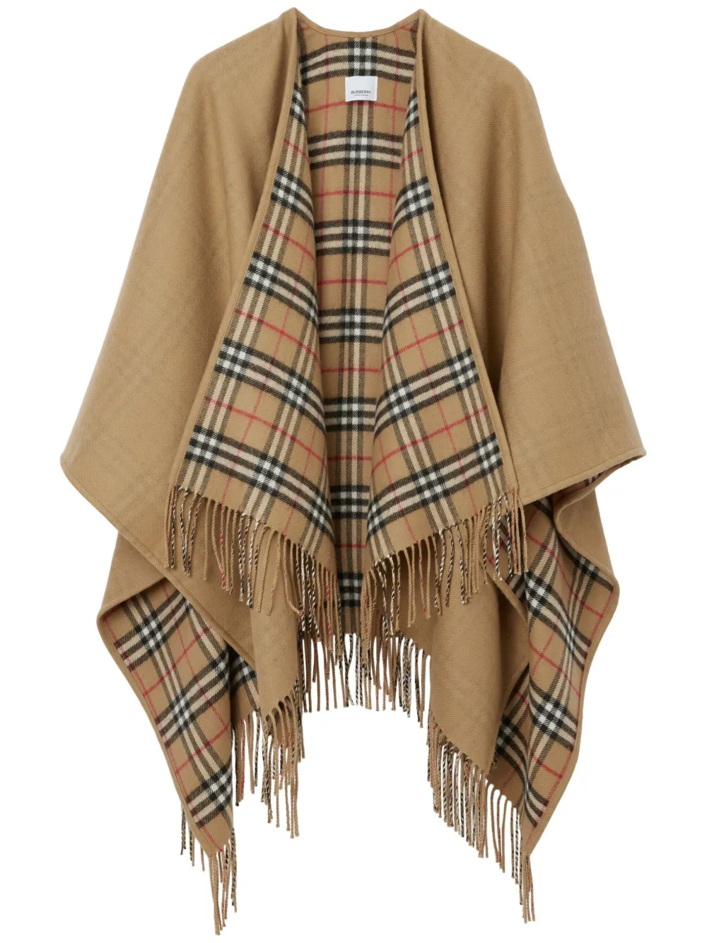 

Двусторонний шерстяной кейп в клетку BURBERRY, нейтральный