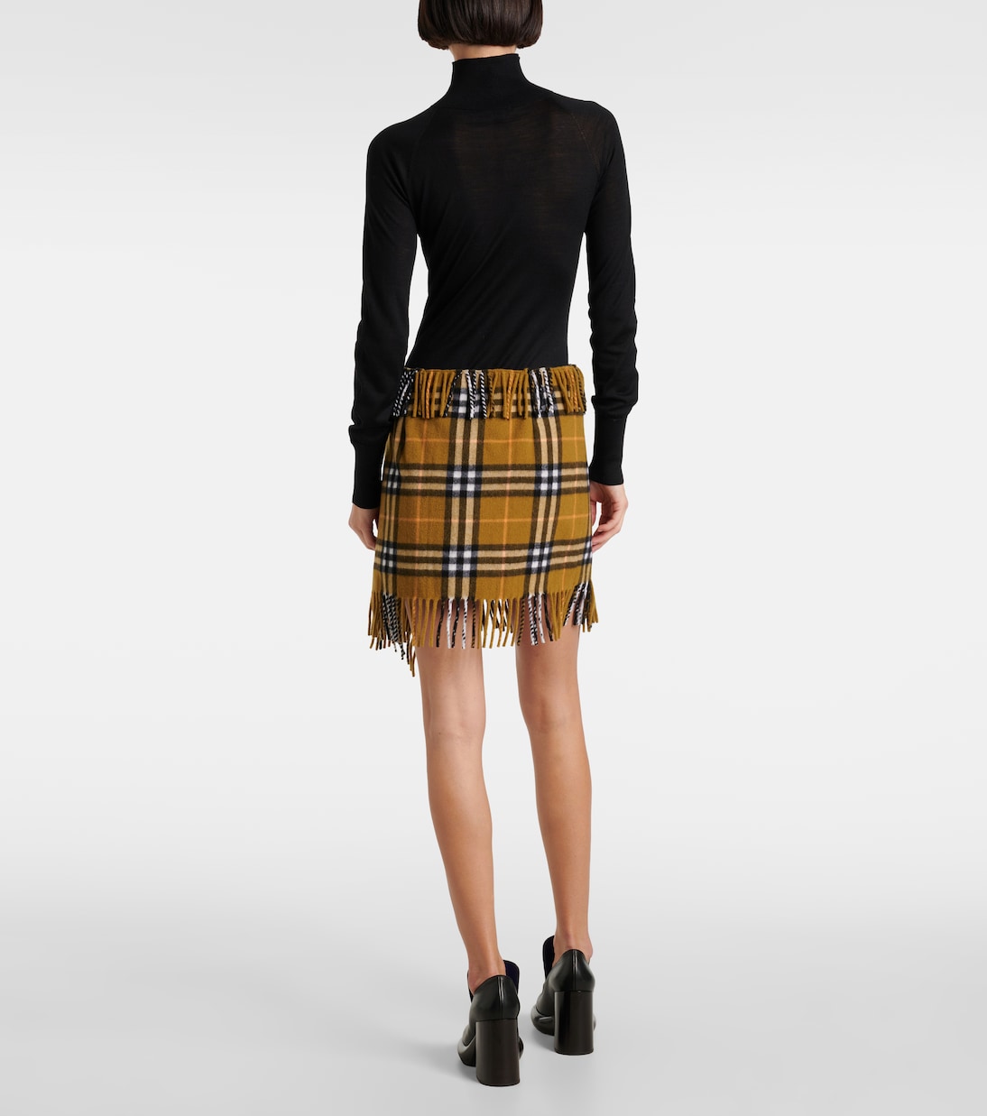 Юбка Burberry, женская, шерсть/кашемир в клетку, оксид — фото 3