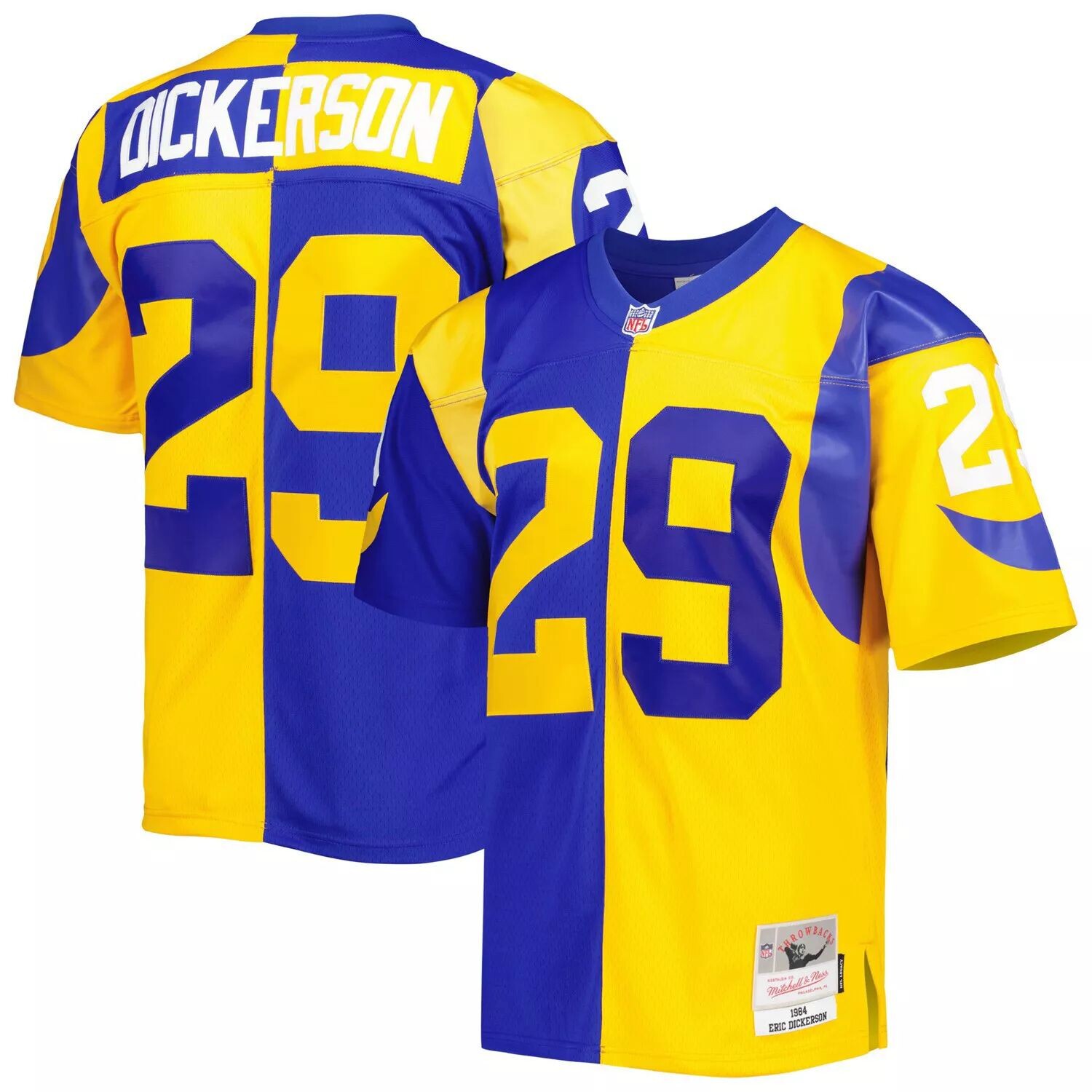 

Мужская футболка Mitchell & Ness Eric Dickerson Royal/Gold Los Angeles Rams 1984 Split Legacy Replica Джерси