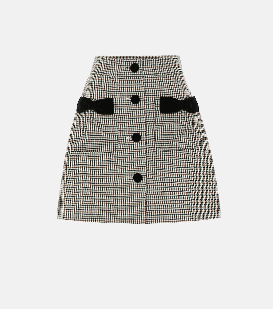 

Клетчатая шерстяная мини-юбка Miu Miu, Blu+Felce