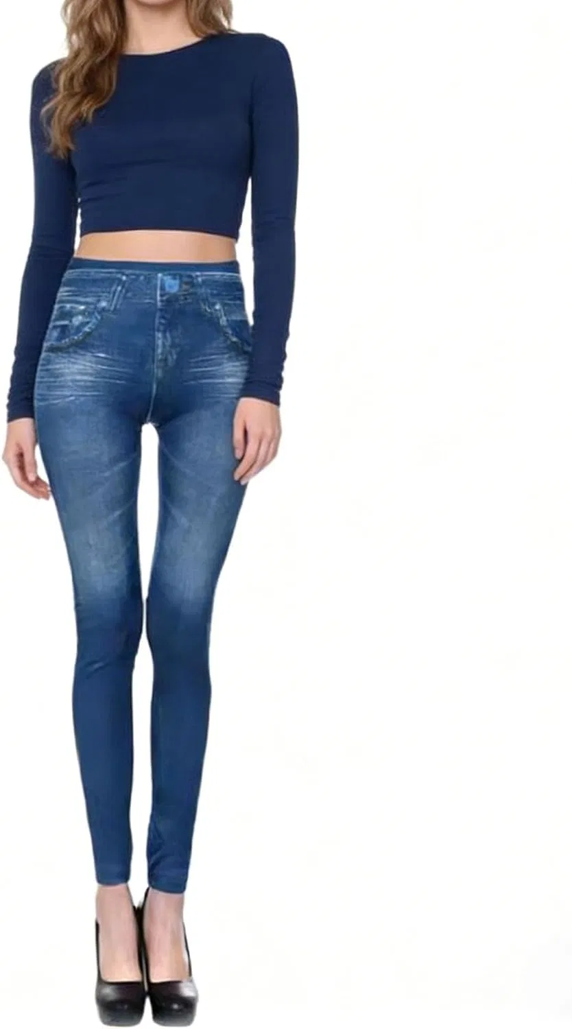 Джинсы faux denim, женские, синие — фото 2