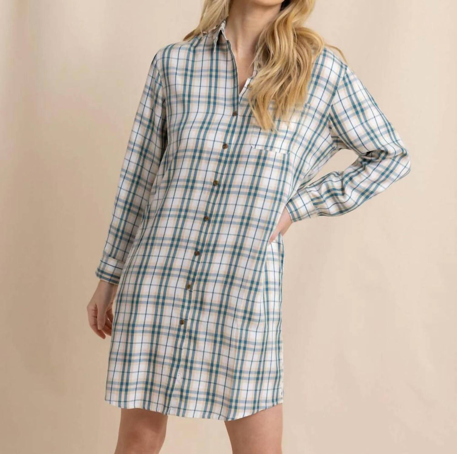 

Камуфляжный мини-платье в клетку песочного цвета SOUTHERN TIDE, белый