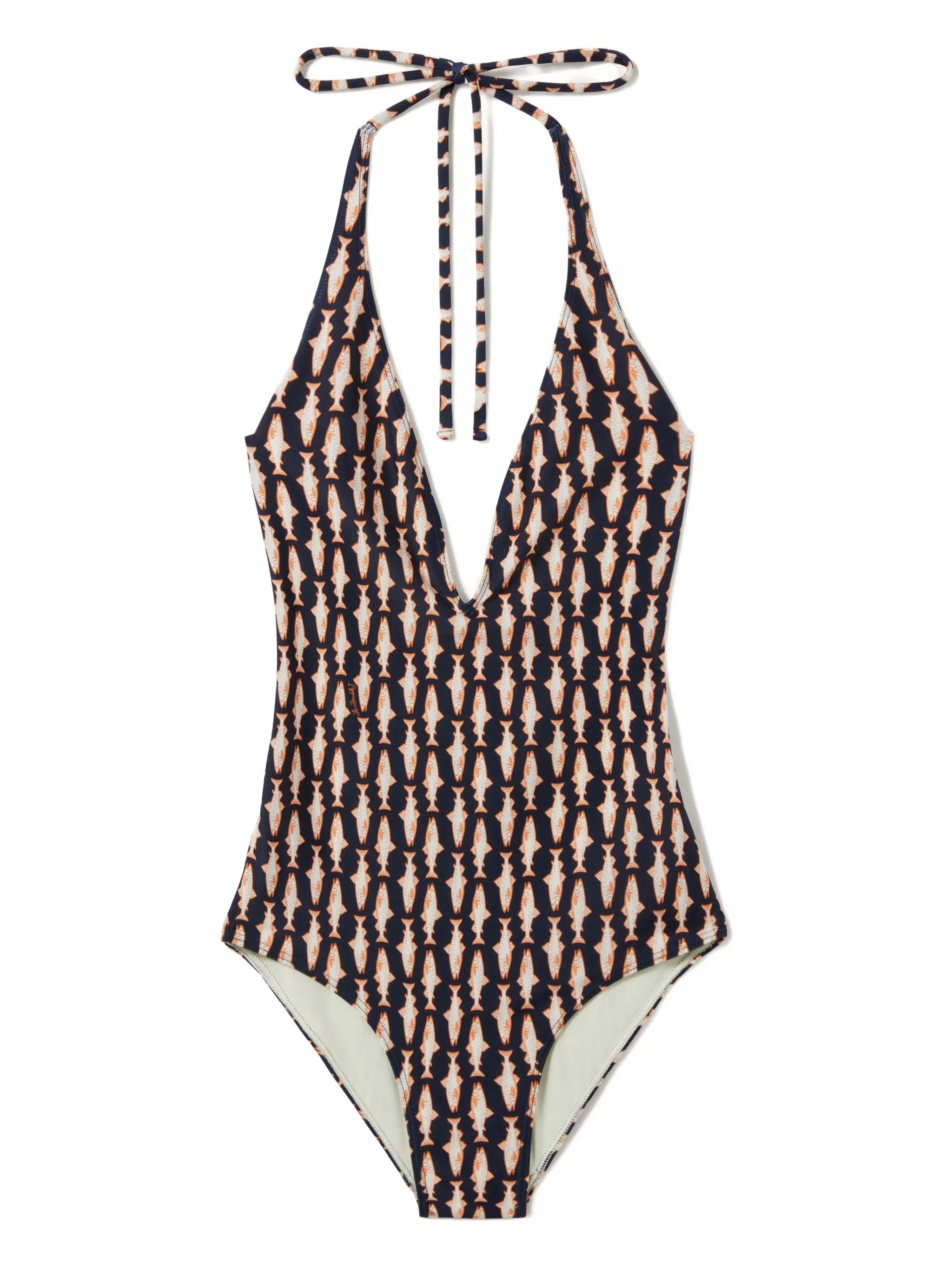 

Купальник с вырезом халтер и принтом La Doublej, синий