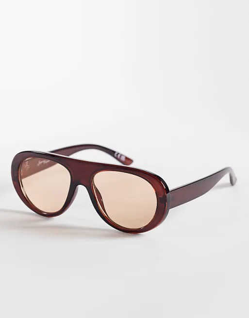 

Коричневые солнцезащитные очки с плоской верхушкой Jeepers Peepers