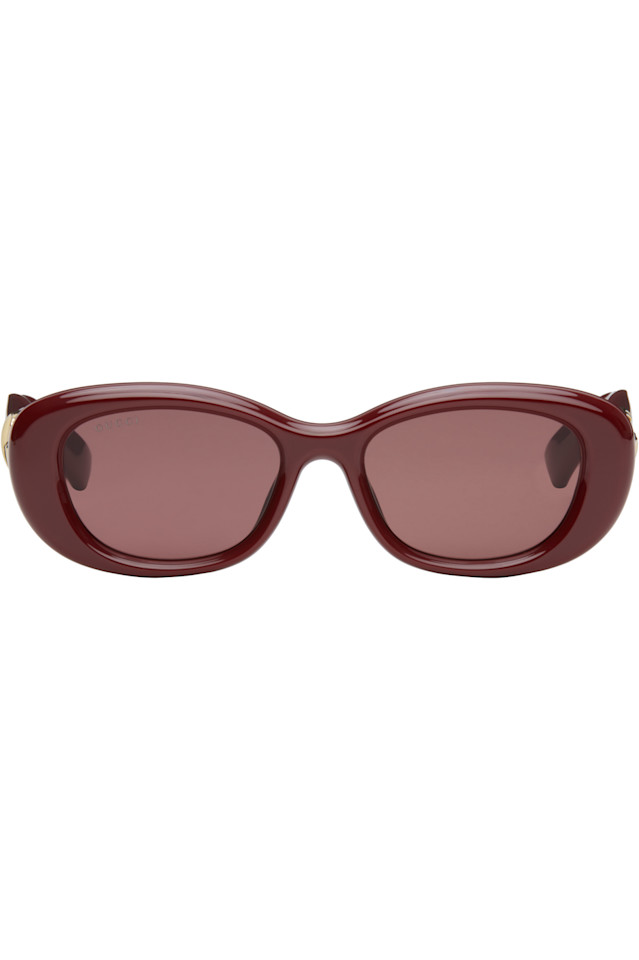 

GG овальные солнцезащитные очки Gucci, цвет burgundy