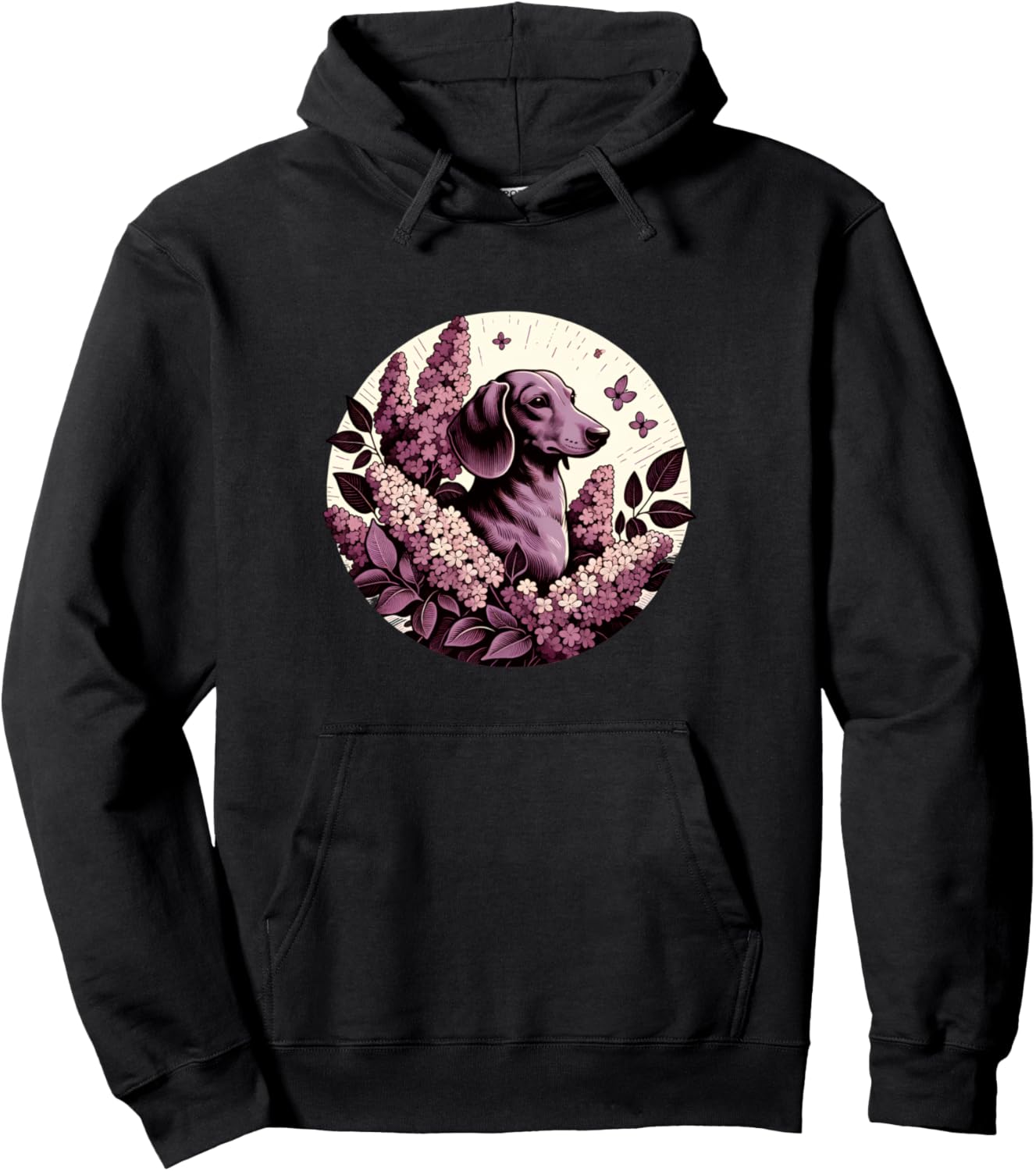 

Худи с изображением таксы и цветочного рисунка Doxie Snugg, черный