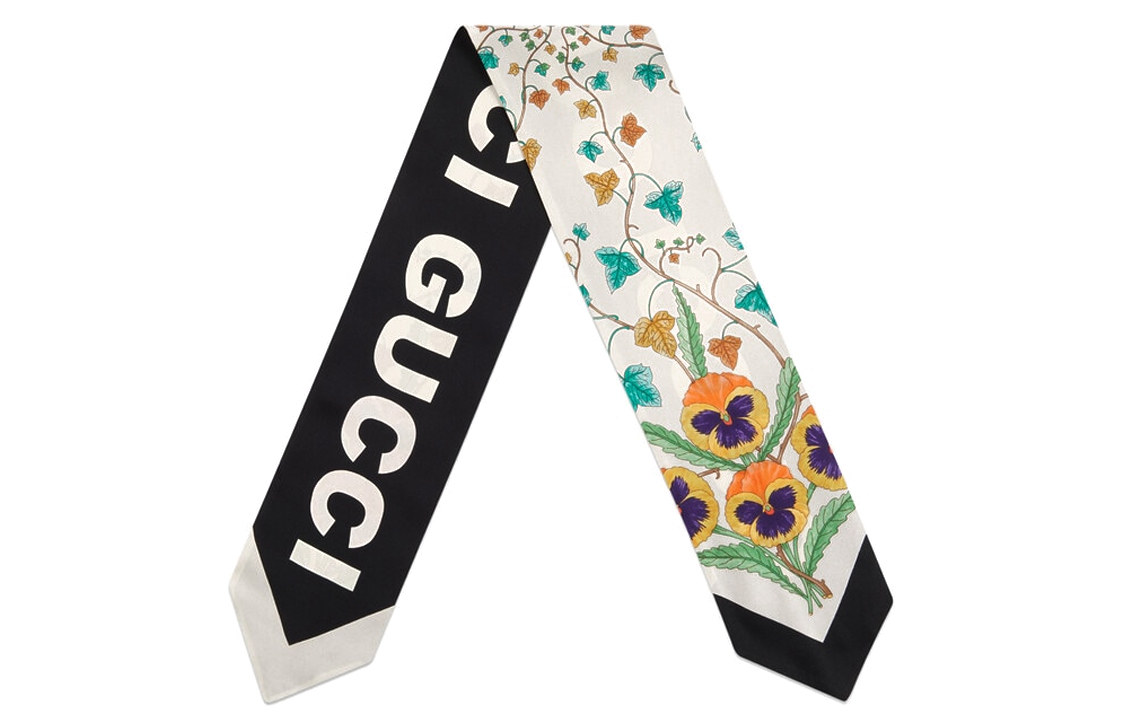 GUCCI Шелковый  платок Flora для женщин бежевый /black — фото 3