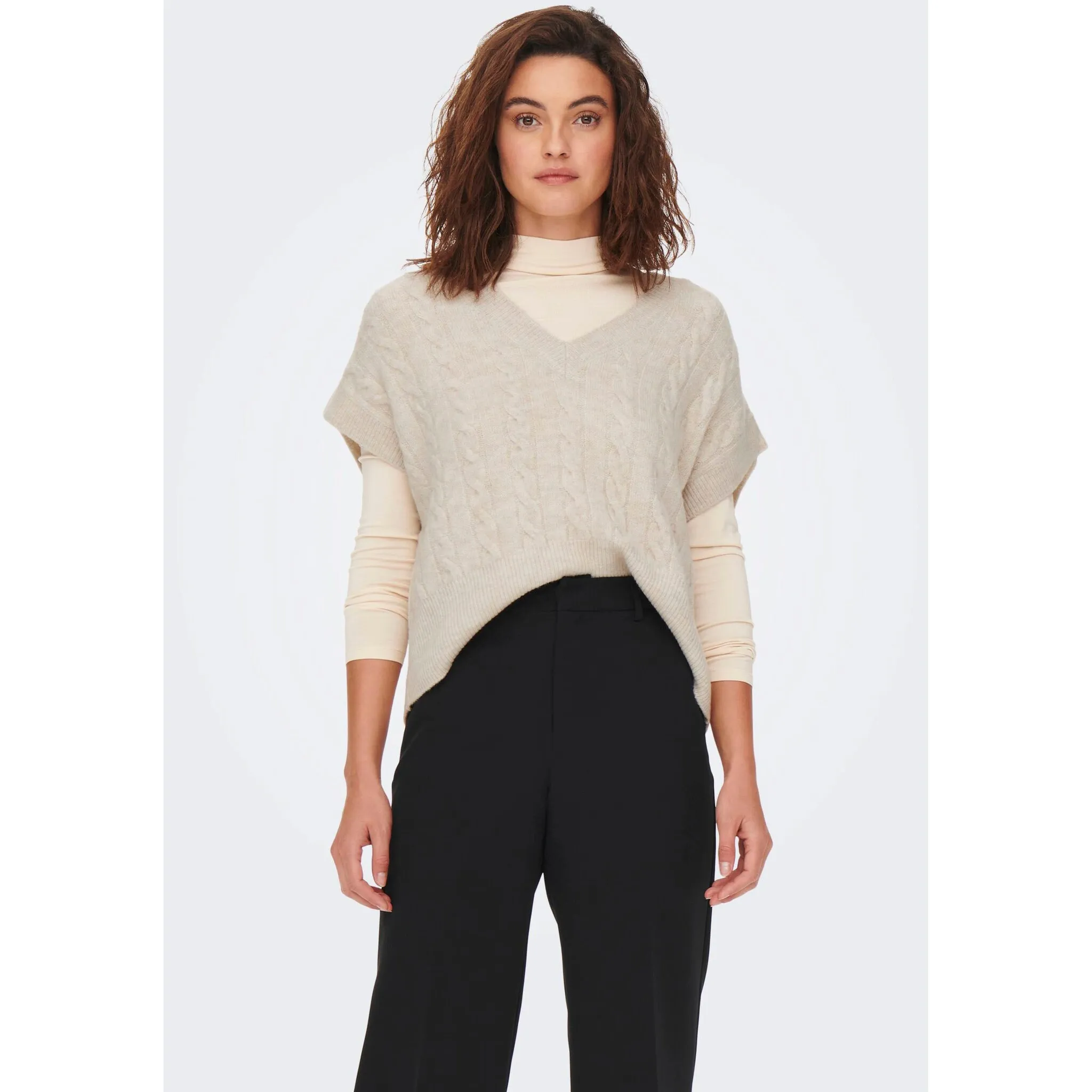 

Жилет-свитер Only "ONLMELODY VEST KNT", цвет Oatmeal Melange