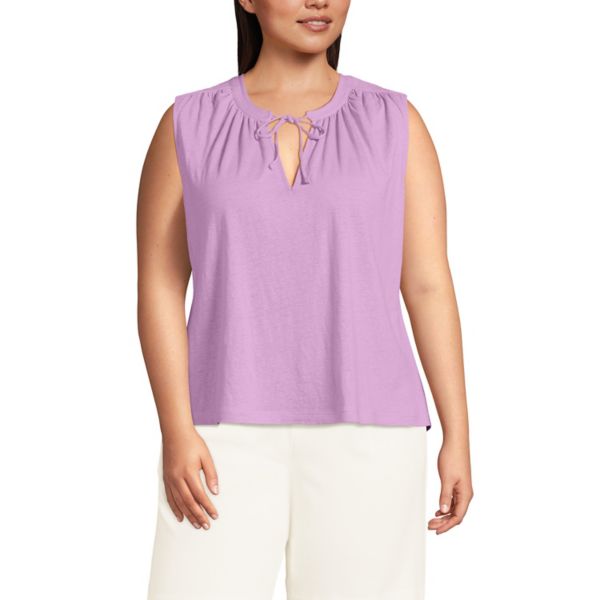 

Футболка-майка с V-образным вырезом oversize Lands' End, цвет wild lilac