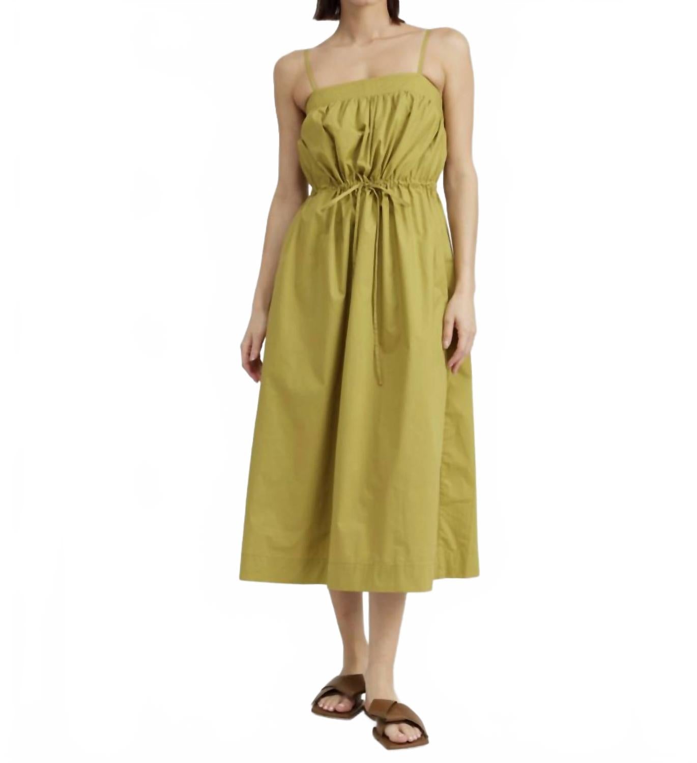 

Зеленое миди-платье без рукавов с завязкой на талии En Saison