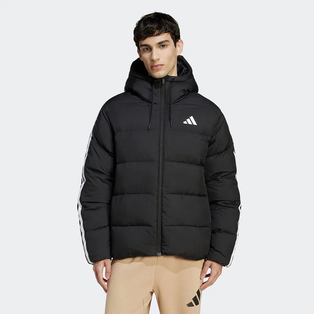 Мужская куртка-пуховик с капюшоном Climawarm 3-Stripes чёрная от Adidas
