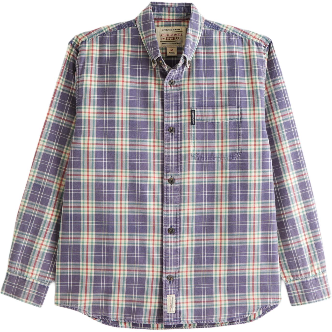 

Abercrombie＆Fitch Рубашка мужская фиолетовая в клетку Moderate