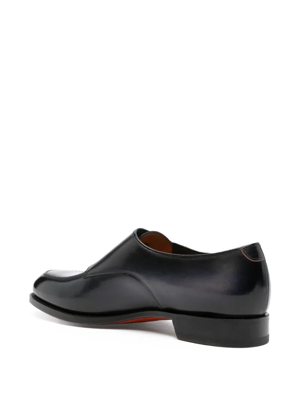 Кожаные монашеские туфли с пряжкой Santoni, синий — фото 3