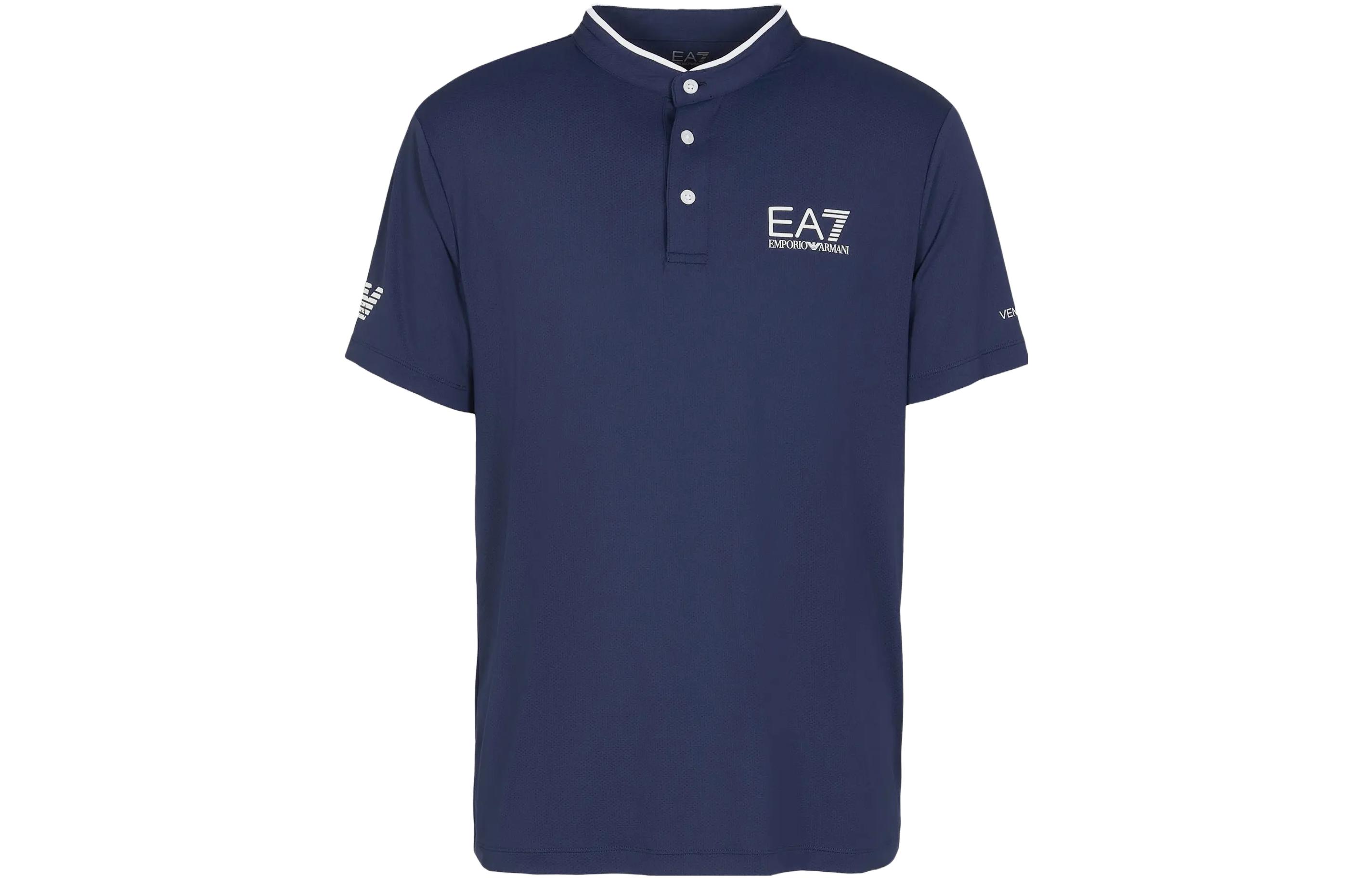 

EMPORIO ARMANI EA7 FW23 Polo Shirt Men's Navy, Синий, EMPORIO ARMANI EA7 FW23 Polo Shirt Men's Navy