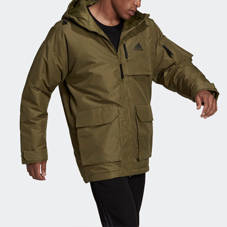 Пуховик мужской оливково-зеленый Adidas, оливково-зеленый — фото 3