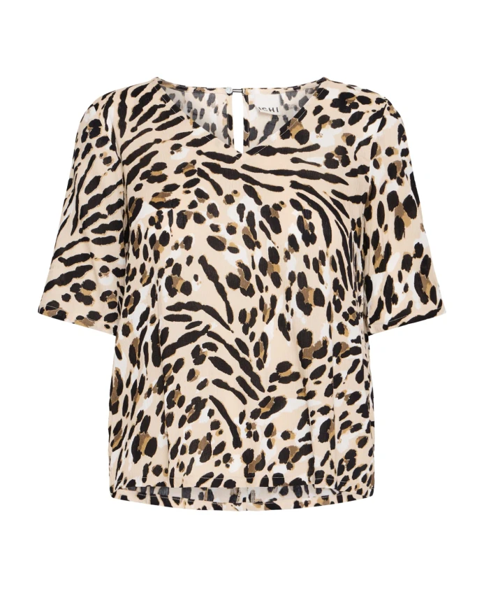 

Блузка с короткими рукавами и животным принтом Ichi, мультиколор