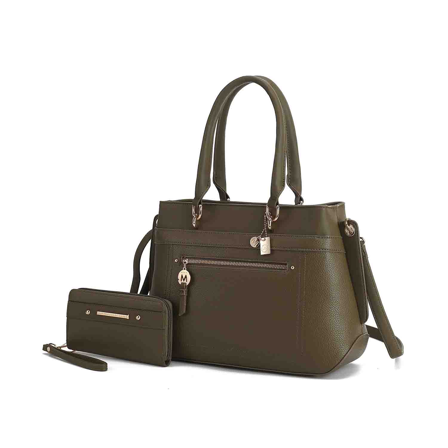 

Женская сумка Gardenia Tote с кошельком из веганской кожи от Mia K MKF Collection By Mia K., оливково-зеленый