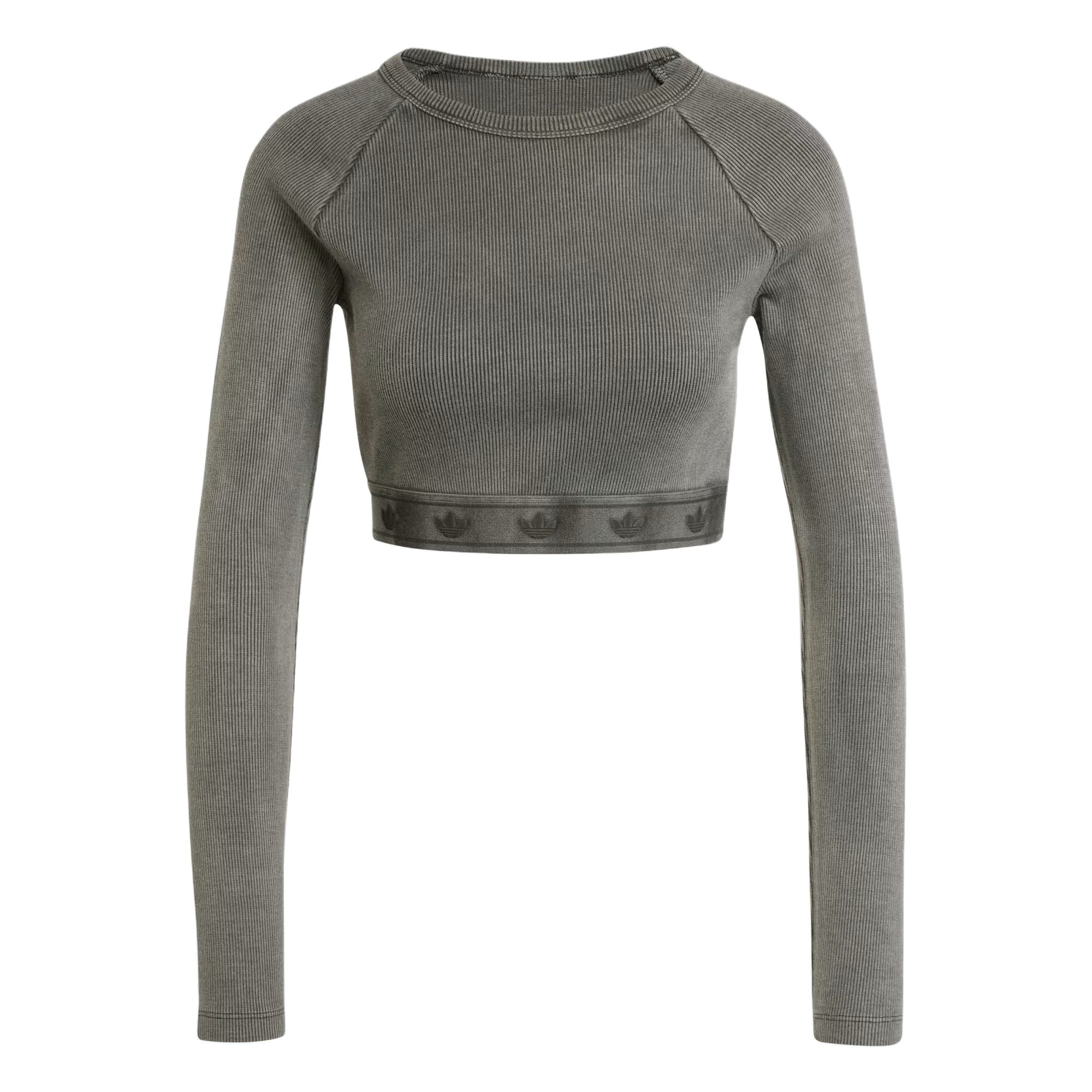 

Рибленый длинный рукав кроп топ Adidas Originals, черный