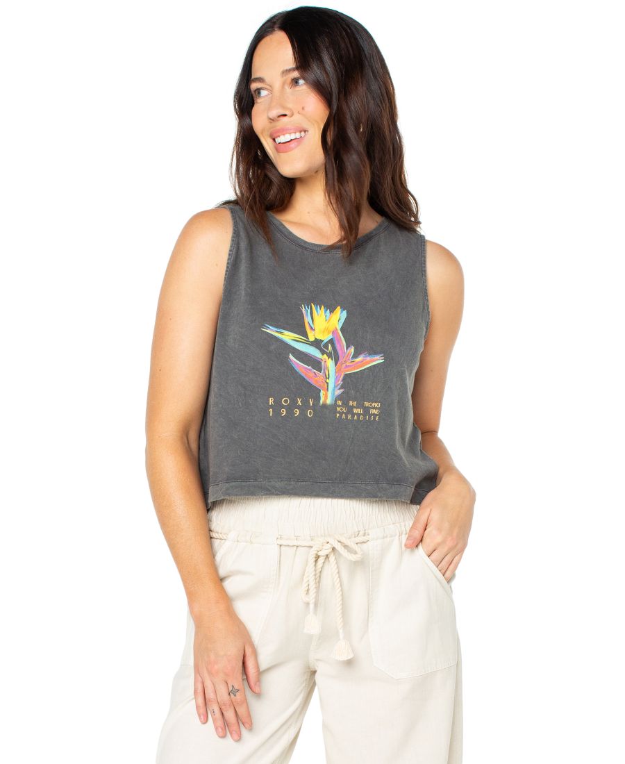 

Детская хлопковая майка Tropicool Paradise Wildflower Roxy, Phantom Tropicool Paradise