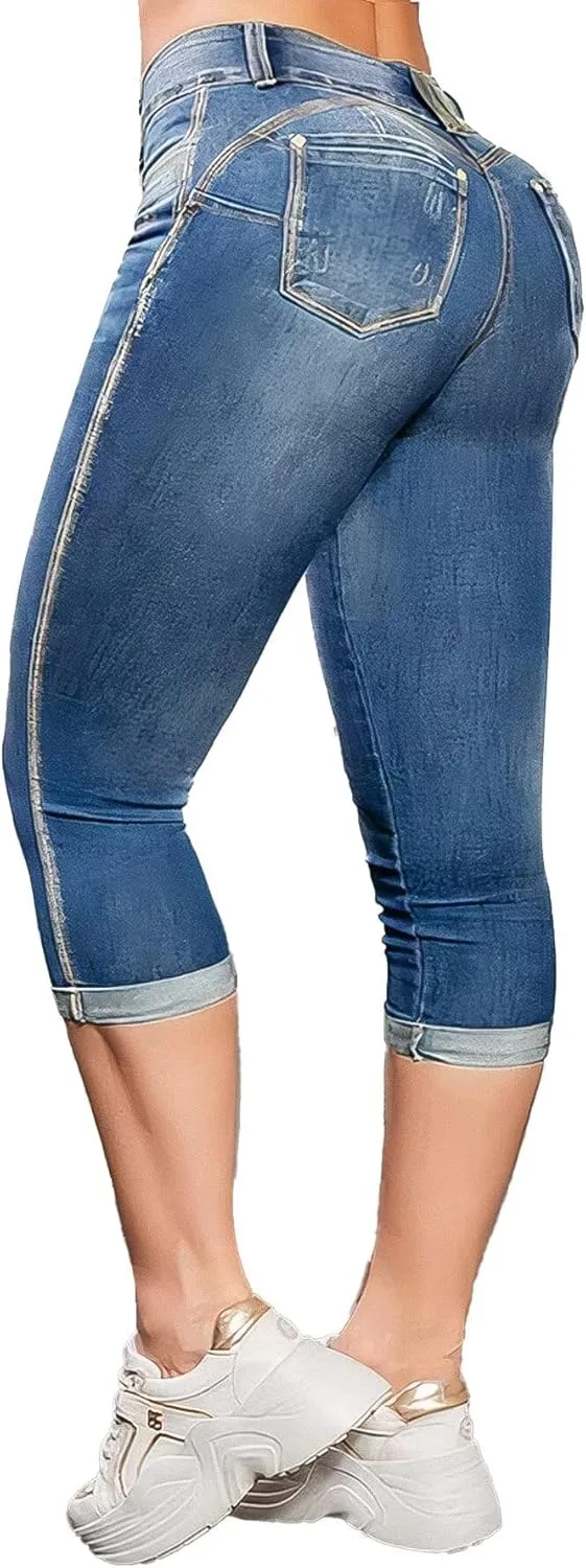 

Flamingals джинсы-капри с высокой талией для женщин, летние, облегающие