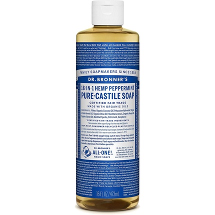 Жидкое мыло Peppermint Pure Castille от Dr. Bronner's 16 унций/473 мл
