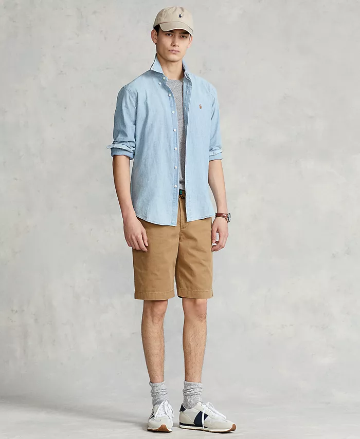 

Мужская классическая рубашка с длинным рукавом из шамбре Polo Ralph Lauren, синий