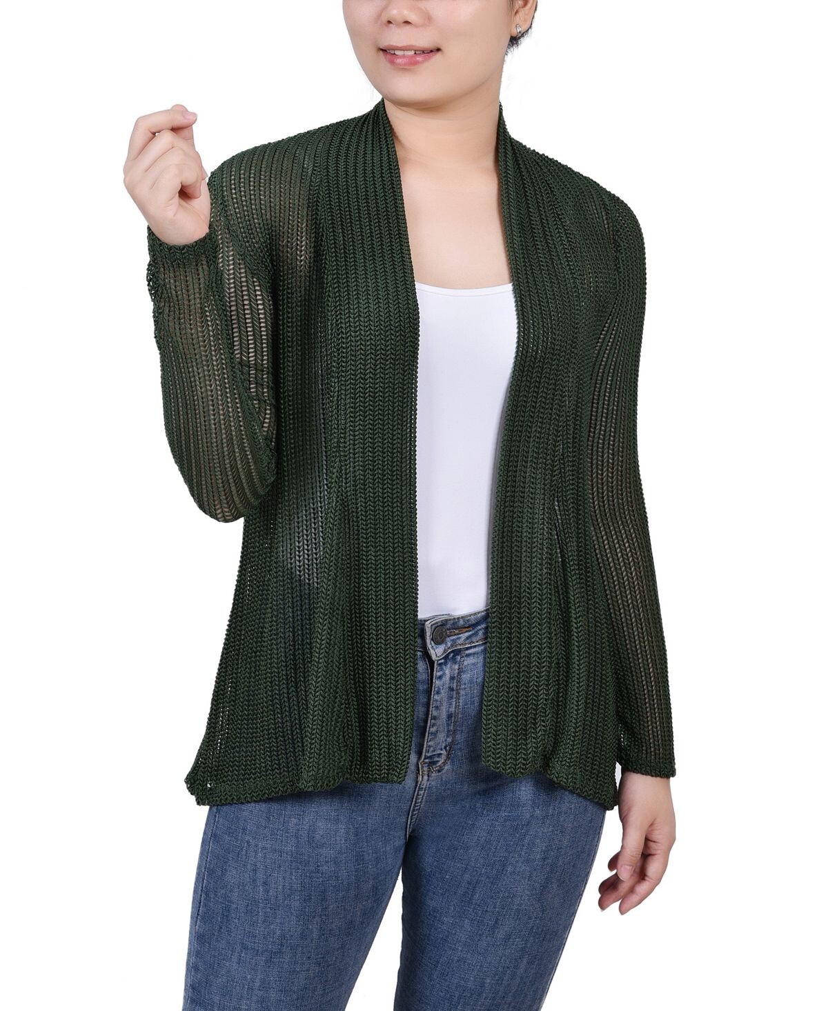 

Женский открытый вязаный кардиган NY Collection, зеленый