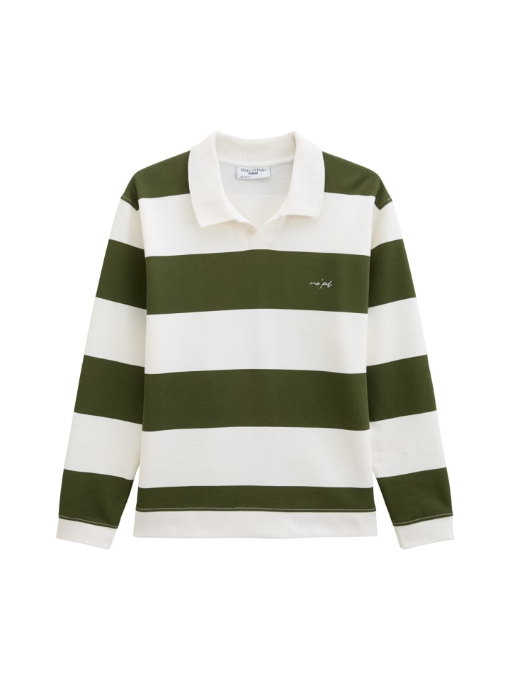 

Marc O'Polo DENIM Свободная толстовка-поло темно-зеленого цвета, Зеленый, Marc O'Polo DENIM Свободная толстовка-поло темно-зеленого цвета