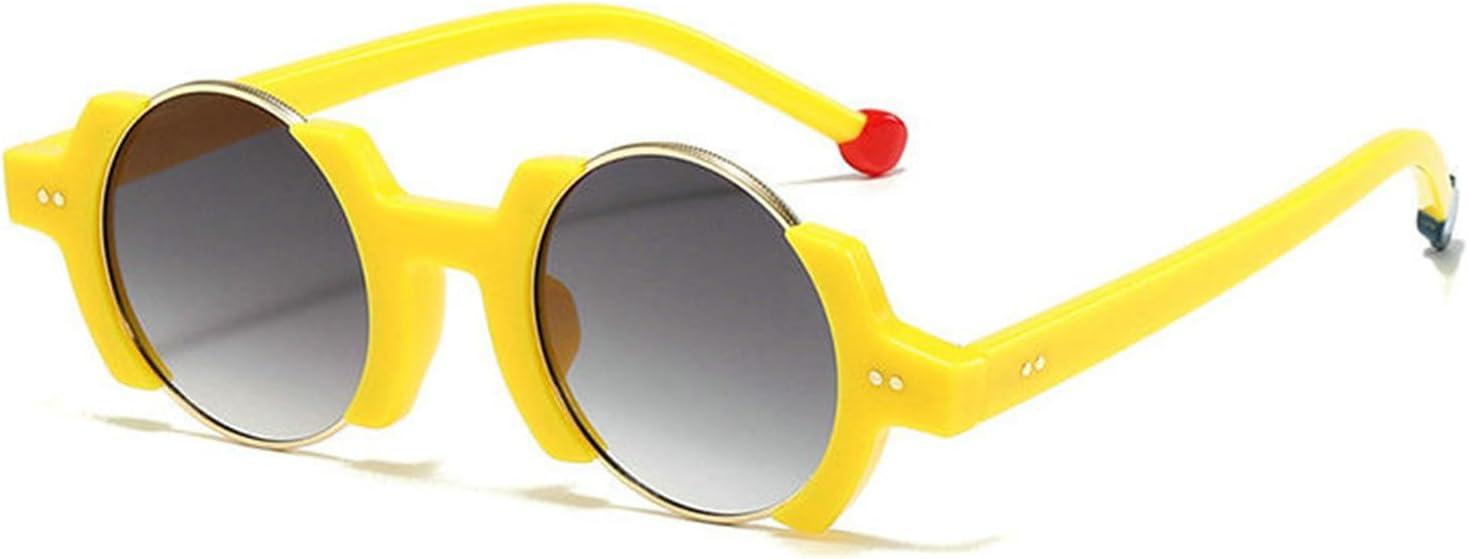 

Популярные модные круглые женские солнцезащитные очки в стиле панк, ретро с заклепками, трендовые желто-синие солнцезащитные очки с градиентным переходом цвета и защитой от УФ-излучения UV400 helena, C5