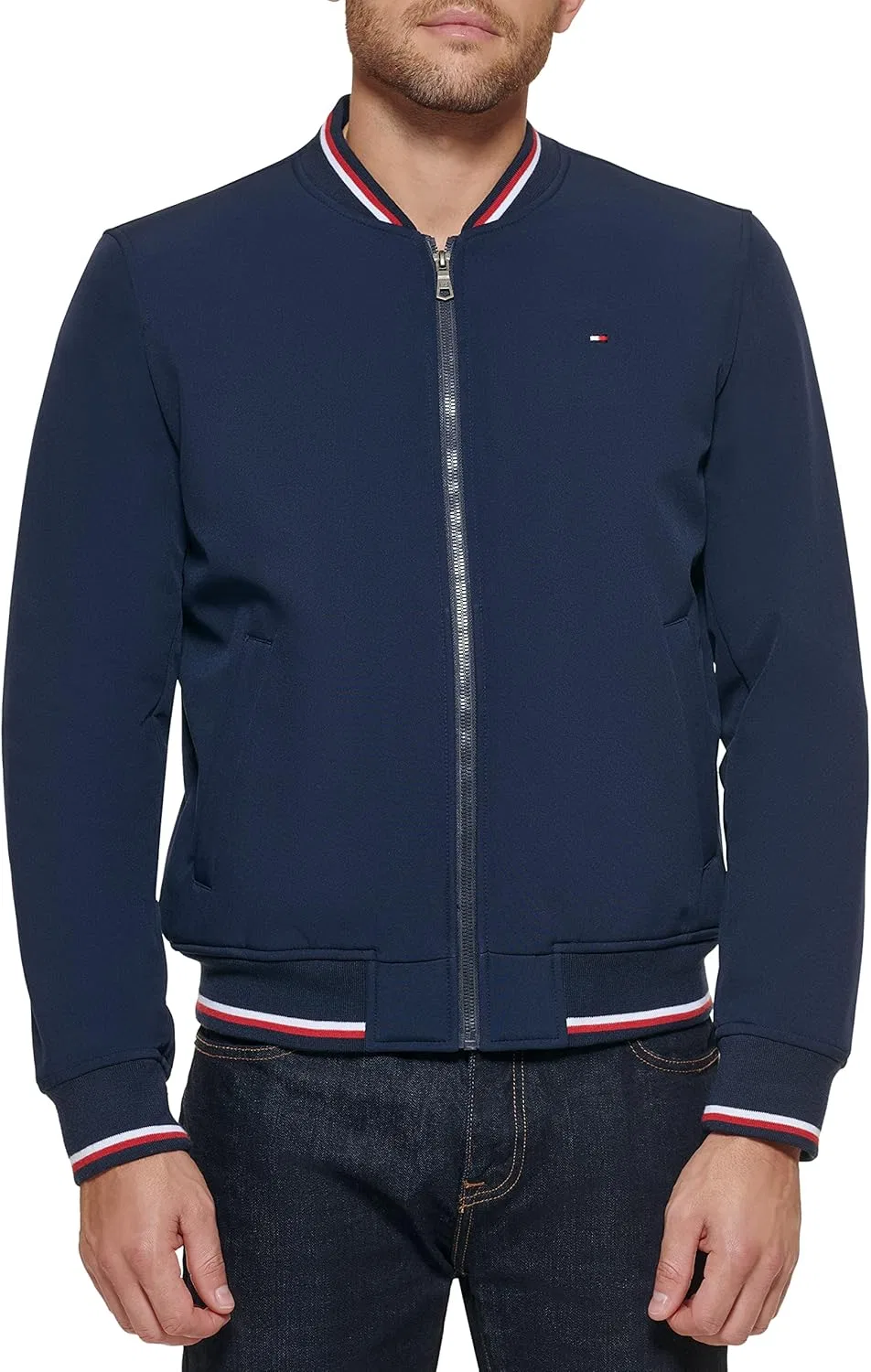 Легкая мужская куртка-бомбер Tommy Hilfiger из ребристой вязки — фото 3