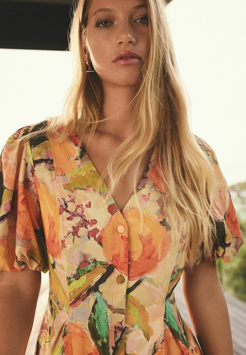 Платье-рубашка BUTTON DOWN PUFF SLEEVE Next, оранжевый — фото 3