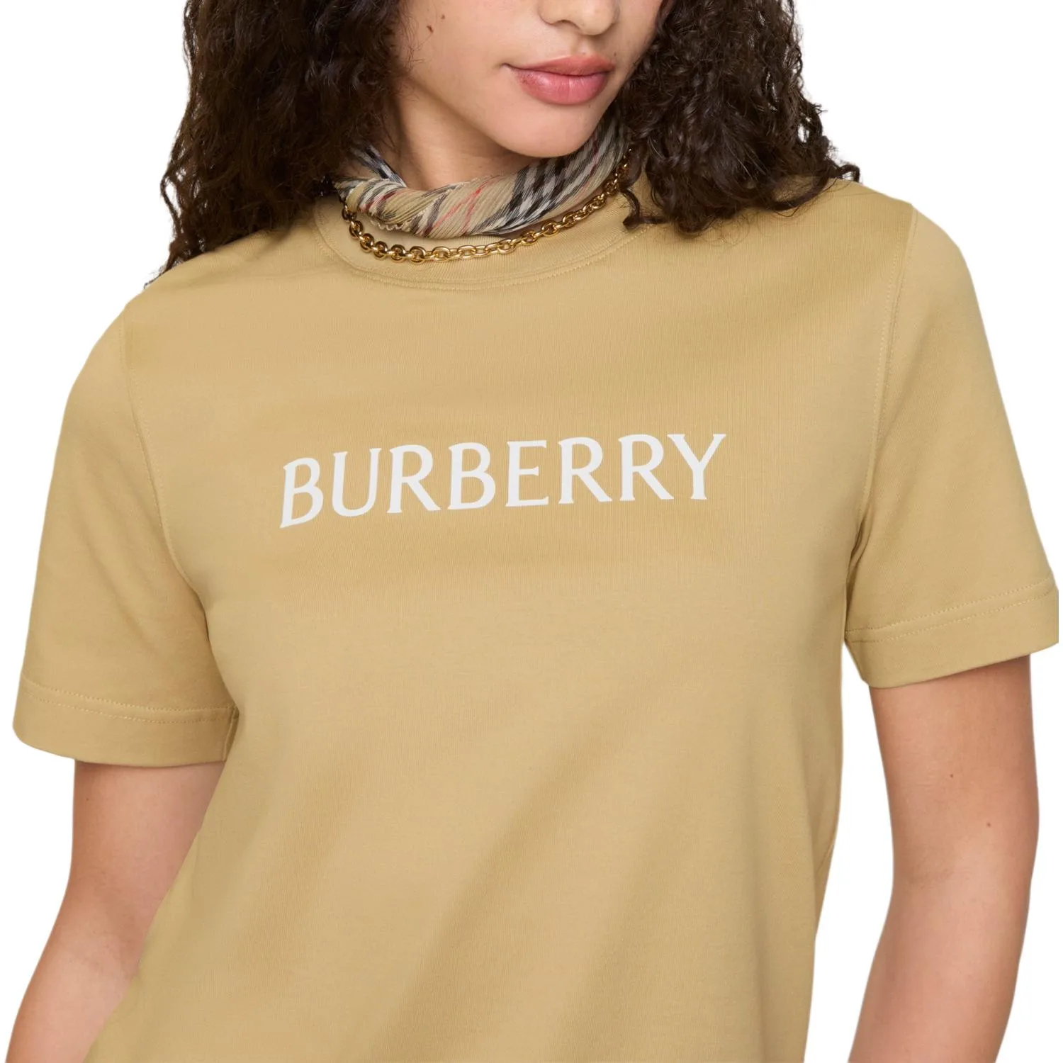 Футболка Хлопковая Burberry, летняя, бежевый — фото 4