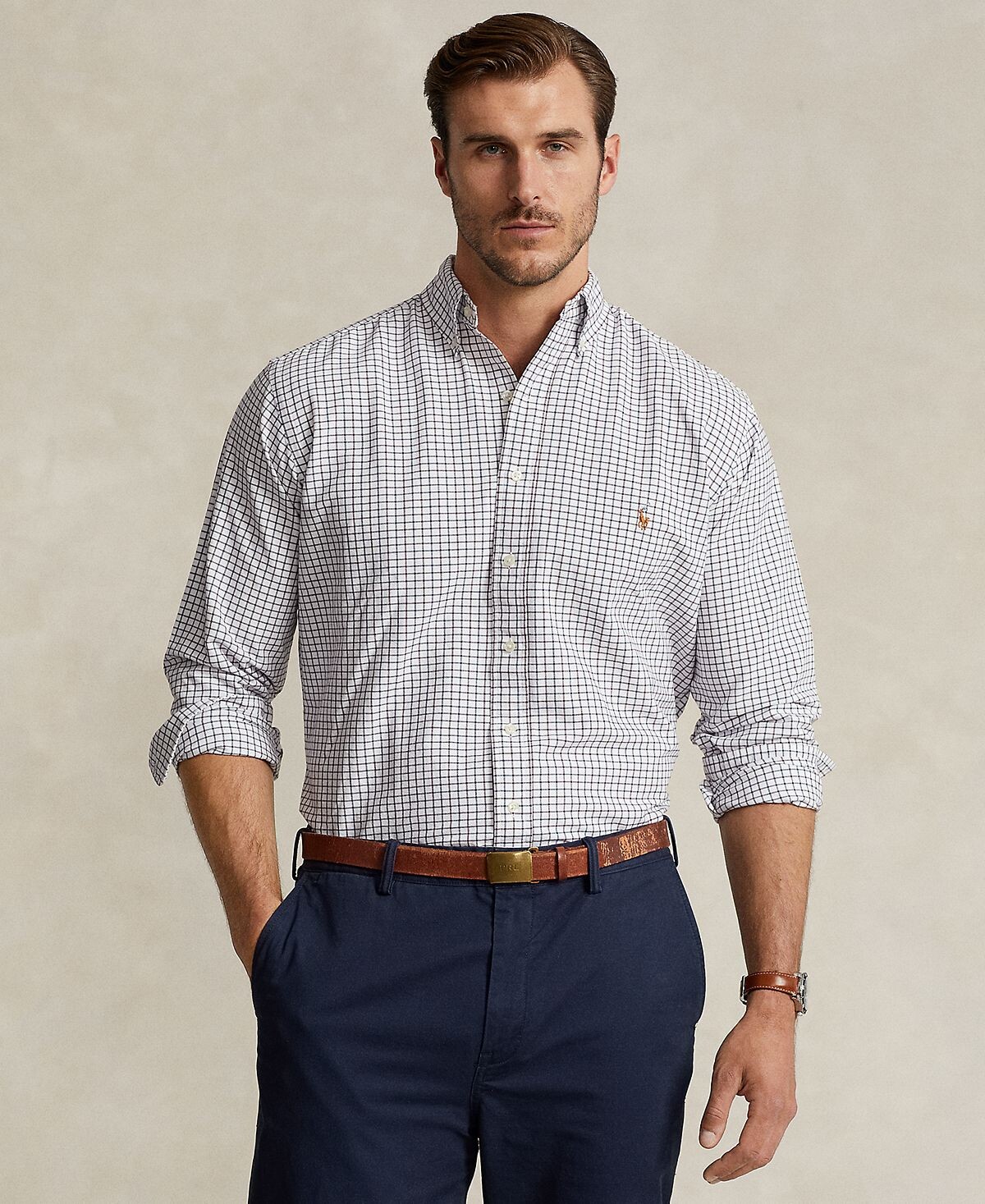 

Мужская хлопковая оксфордская рубашка больших и высоких размеров Polo Ralph Lauren