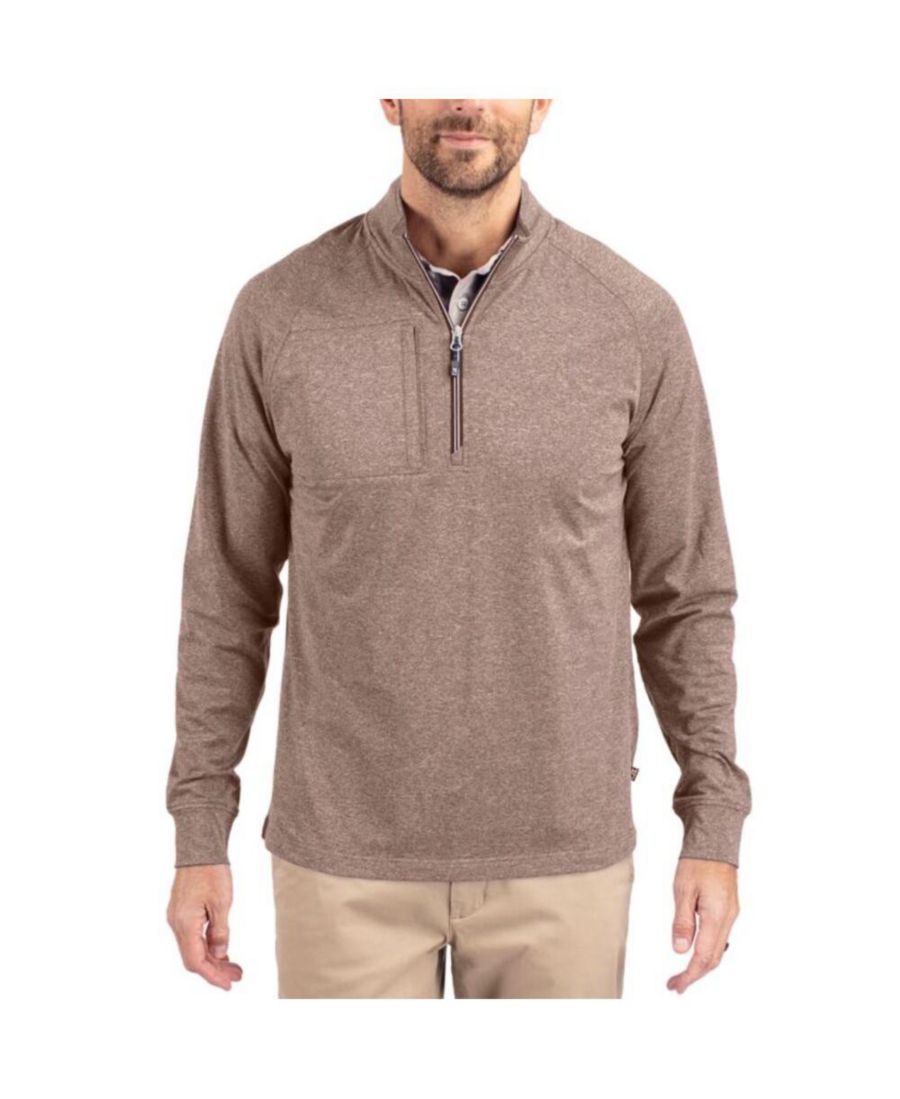 

Мужской пуловер Adapt Eco Knit Heather с застежкой-молнией до четверти длины Cutter & Buck, Mushroom heather