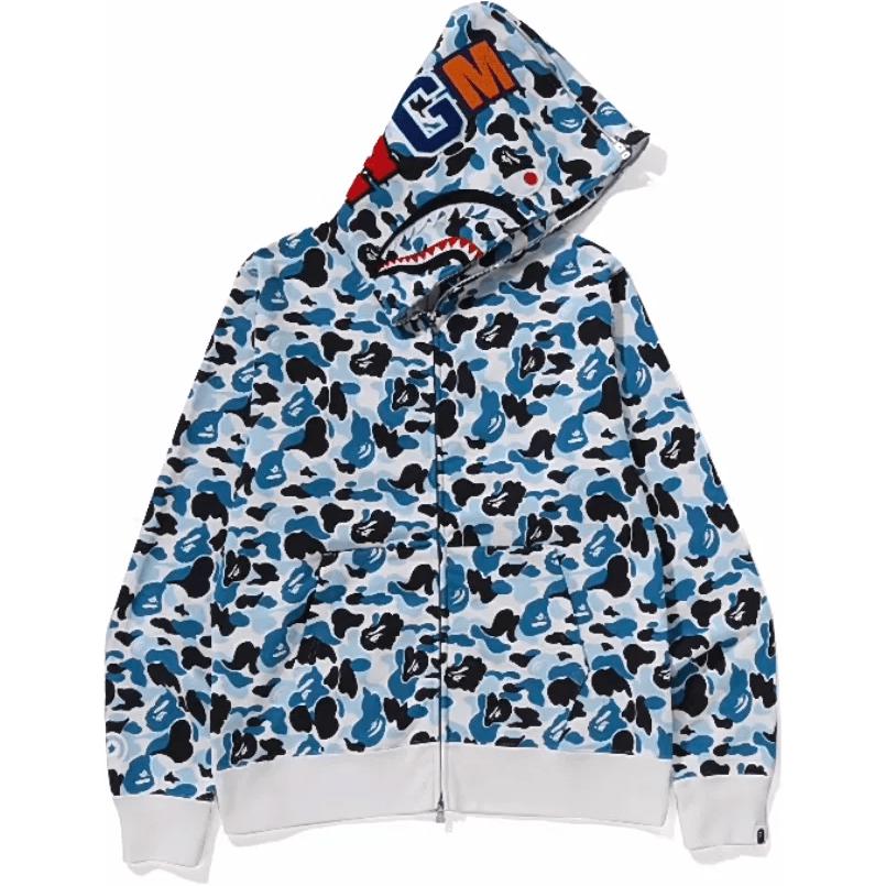 Bape Store Shenyang отдельный худи Shark с полной молнией A BATHING APE, синий/черный
