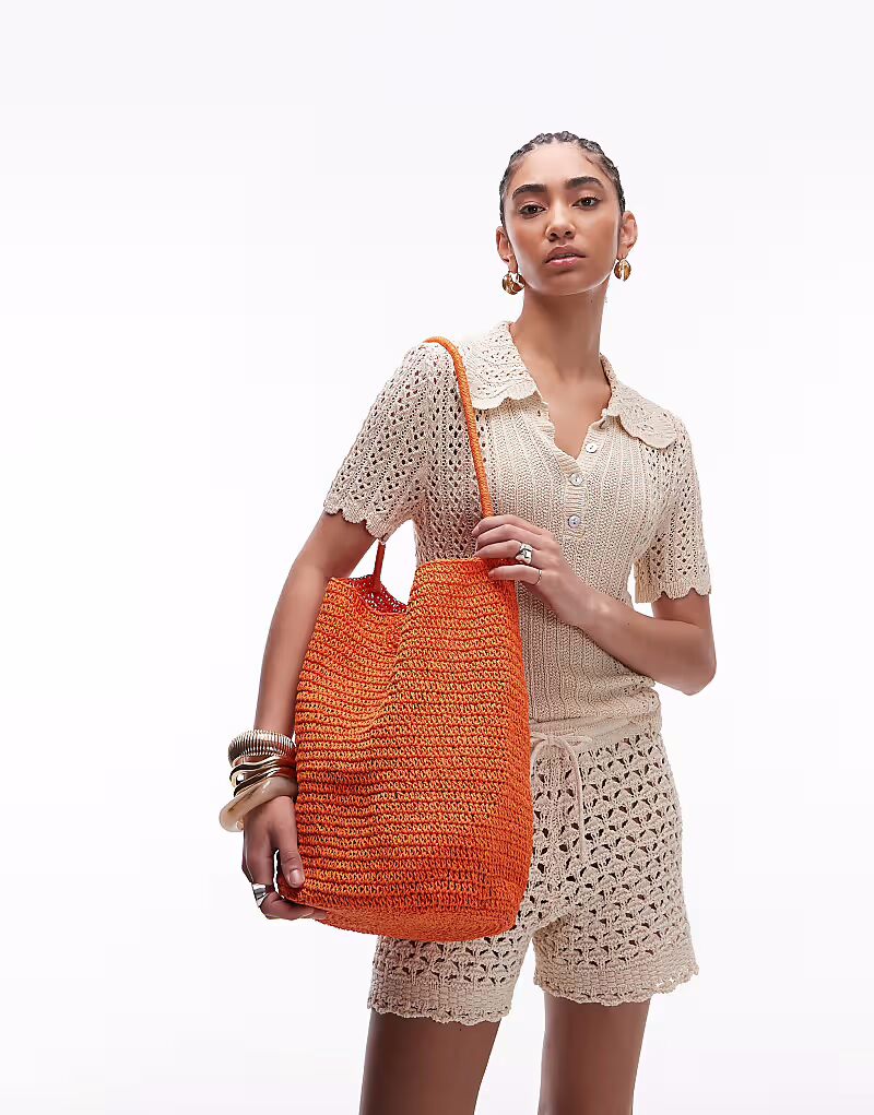 

Сумка-тоут Topshop Sunny крючком оранжевого цвета