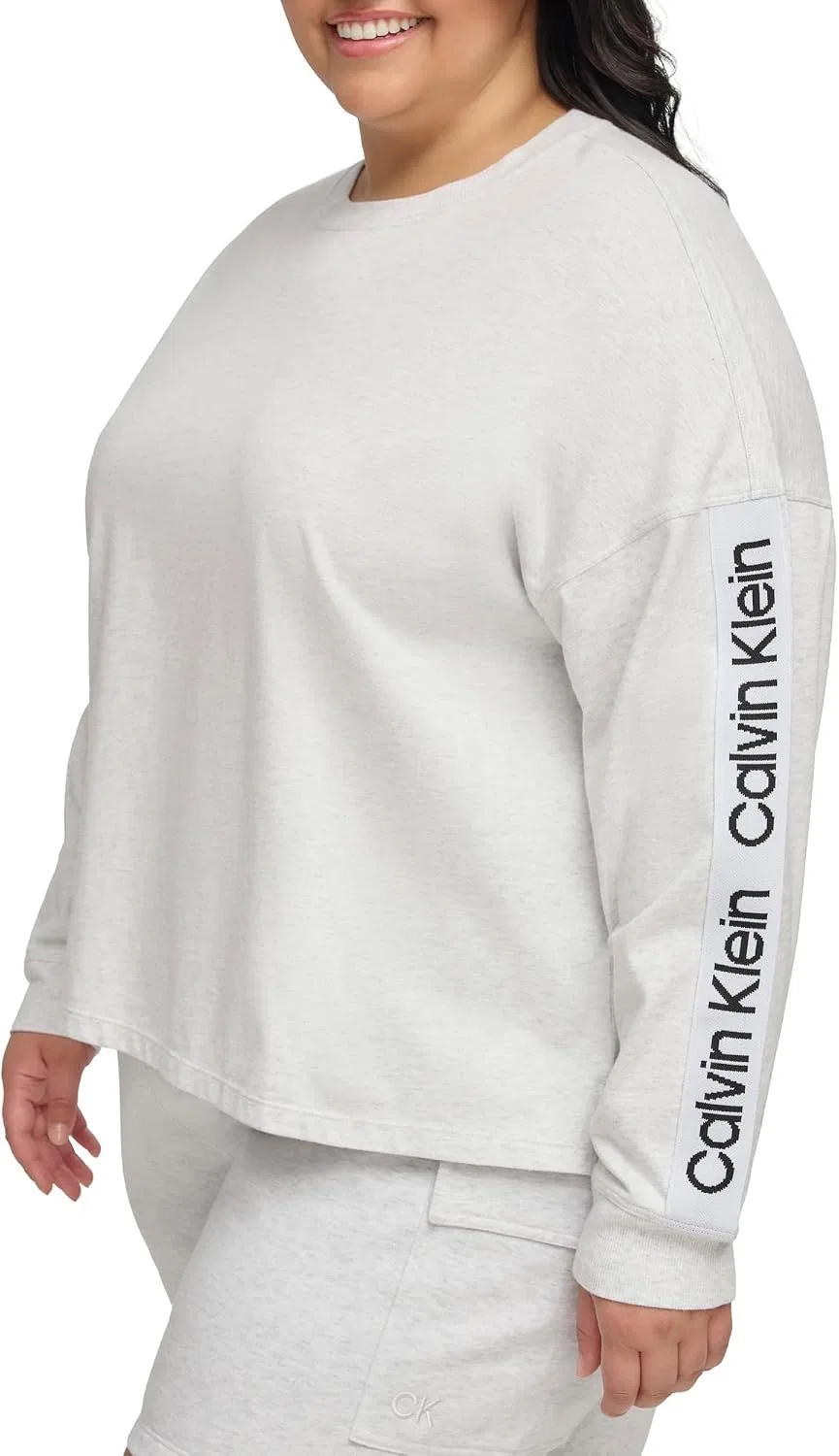 Футболка с длинным рукавом, винтажная лого-лента, Calvin Klein, оптический хизер — фото 3