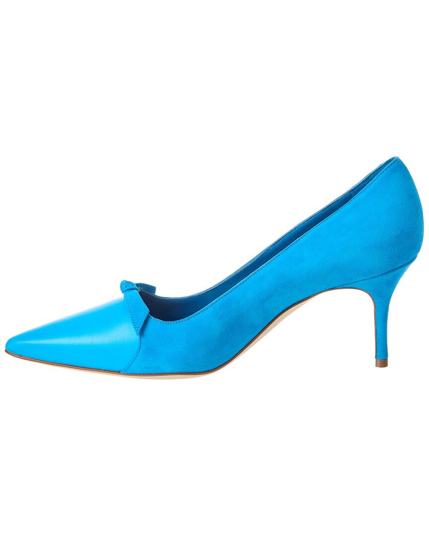 Manolo Blahnik Туфли Rinialo Bow 70 из замши и кожи, синий — фото 4