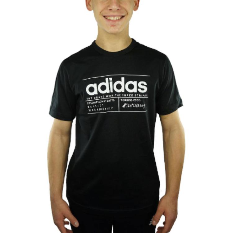 Футболка для школьников с круглым вырезом, умеренная посадка Adidas, черный — фото 4