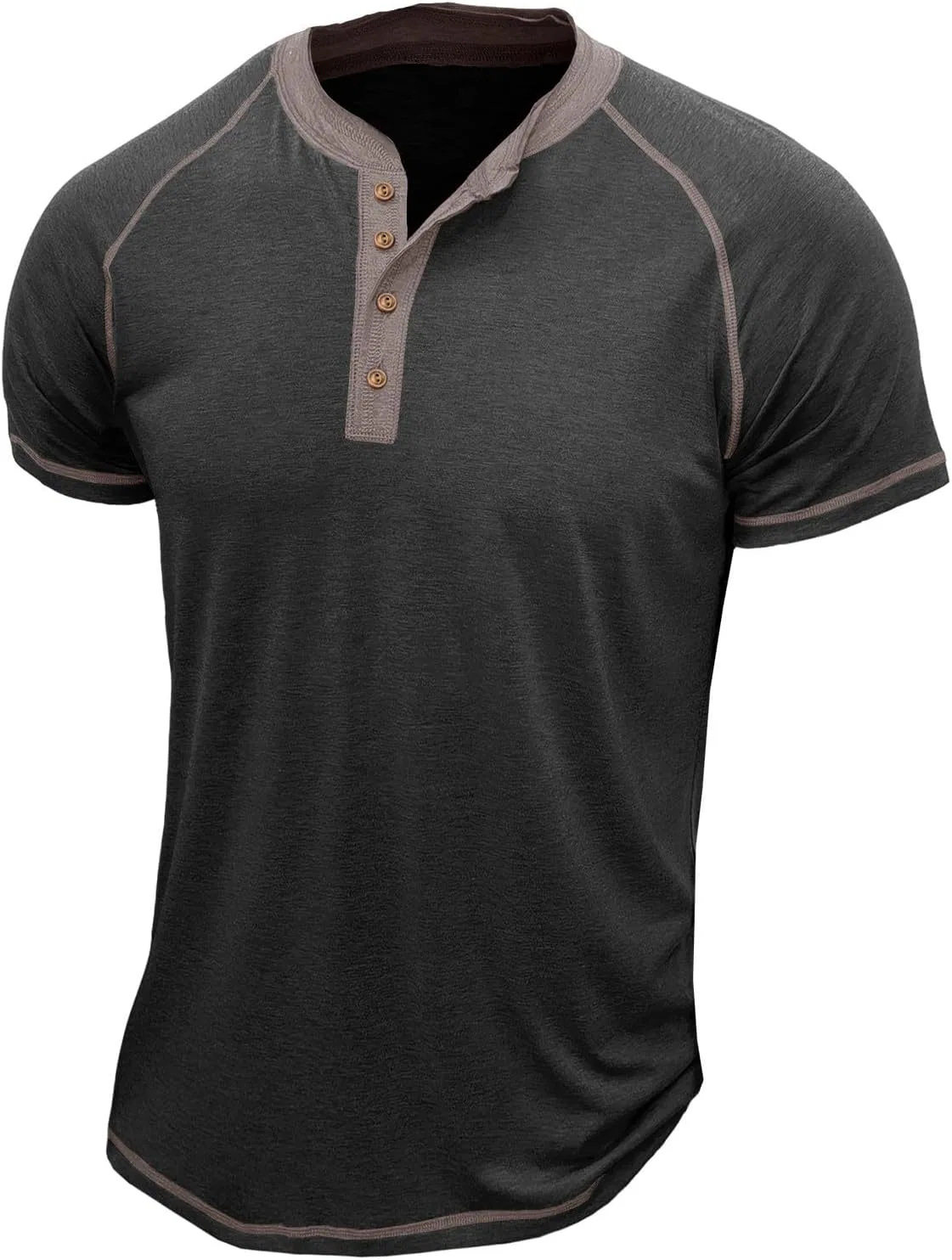 Футболка с коротким рукавом и пуговицами, Men's, A01_dark Gray — фото 2